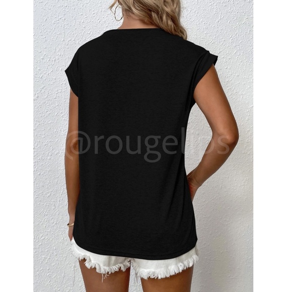 Black Crew Neck Muscle Tee Top - Picture 3 of 11